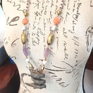 necklace amethyst quartz wood